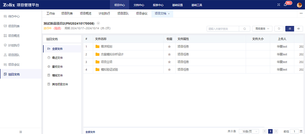 项目列表进度管理